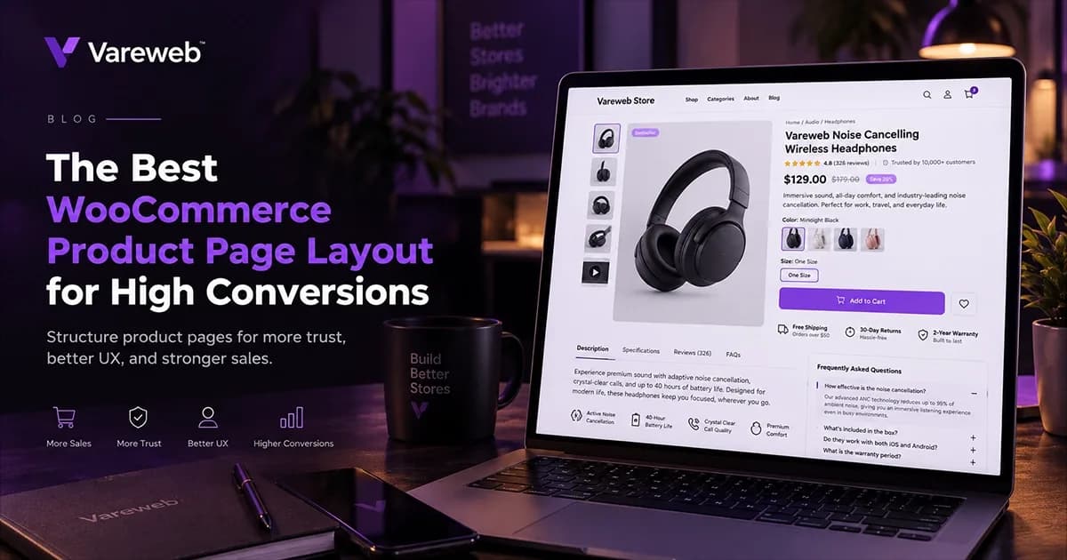 The best WooCommerce product page layout for high conversions, with better UX, trust signals, product details, reviews, FAQs, and stronger calls to action.