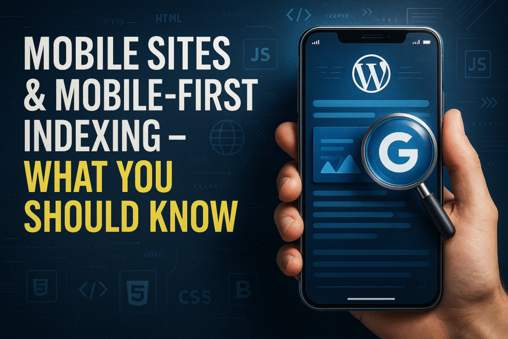 Responsive website design displayed on mobile devices to support mobile-first indexing.